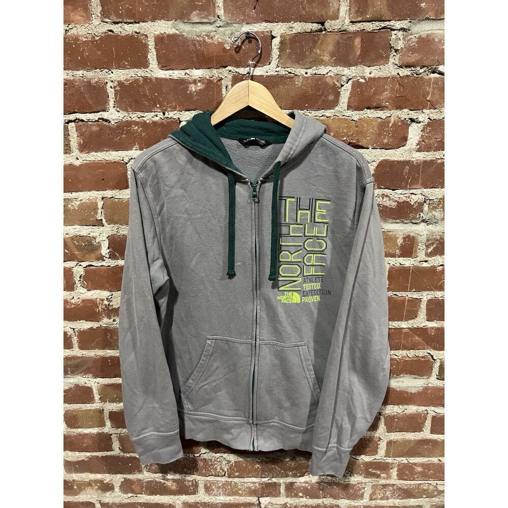 The North Face Mens Gray Full Zip Hooded Graphic Sweatshirt Size Medium